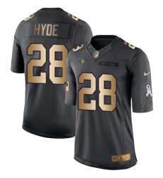 Youth Nike San Francisco 49ers #28 Carlos Hyde Limited Black/Gold Salute to Service NFL Jersey