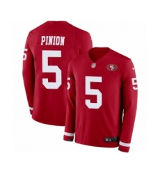 Men's Nike San Francisco 49ers #5 Bradley Pinion Limited Red Therma Long Sleeve NFL Jersey