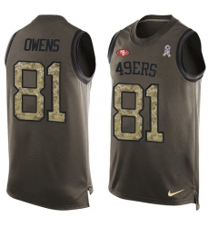 Men's Nike San Francisco 49ers #81 Terrell Owens Limited Green Salute to Service Tank Top NFL Jersey