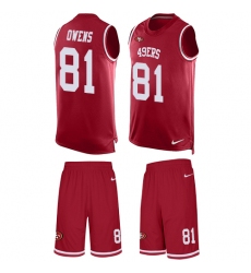 Men's Nike San Francisco 49ers #81 Terrell Owens Limited Red Tank Top Suit NFL Jersey
