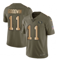 Men's Nike San Francisco 49ers #11 Marquise Goodwin Limited Olive/Gold 2017 Salute to Service NFL Jersey
