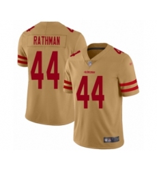Men's San Francisco 49ers #44 Tom Rathman Limited Gold Inverted Legend Football Jersey