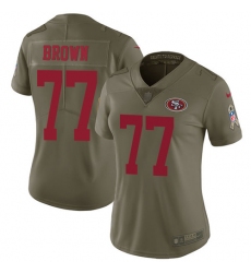 Women's Nike San Francisco 49ers #77 Trent Brown Limited Olive 2017 Salute to Service NFL Jersey