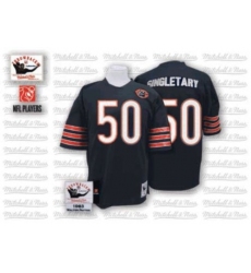 Mitchell and Ness Chicago Bears #50 Mike Singletary Blue Team Color Big Number with Bear Patch Authentic Throwback NFL Jersey