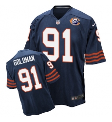 Men's Nike Chicago Bears #91 Eddie Goldman Elite Navy Blue Throwback NFL Jersey