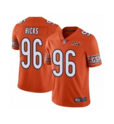 Men's Chicago Bears #96 Akiem Hicks Orange Alternate 100th Season Limited Football Jersey