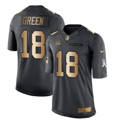 Men's Nike Cincinnati Bengals #18 A.J. Green Limited Black/Gold Salute to Service NFL Jersey