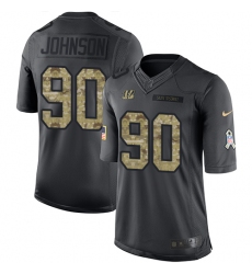 Men's Nike Cincinnati Bengals #90 Michael Johnson Limited Black 2016 Salute to Service NFL Jersey