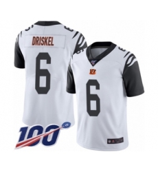 Men's Cincinnati Bengals #6 Jeff Driskel Limited White Rush Vapor Untouchable 100th Season Football Jersey