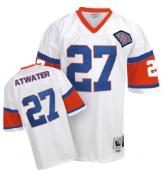 Mitchell And Ness Denver Broncos #27 Steve Atwater White With 75TH Patch Authentic Throwback NFL Jersey