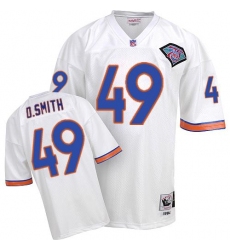 Mitchell And Ness Denver Broncos #49 Dennis Smith White Authentic Throwback NFL Jersey