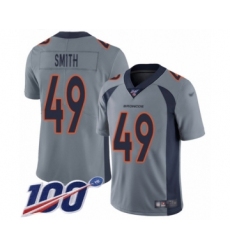 Youth Denver Broncos #49 Dennis Smith Limited Silver Inverted Legend 100th Season Football Jersey