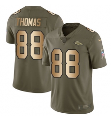 Youth Nike Denver Broncos #88 Demaryius Thomas Limited Olive/Gold 2017 Salute to Service NFL Jersey