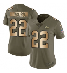Women's Nike Denver Broncos #22 C.J. Anderson Limited Olive/Gold 2017 Salute to Service NFL Jersey