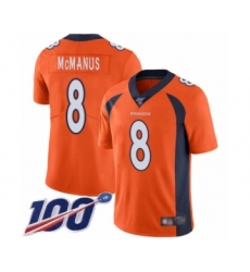 Men's Denver Broncos #8 Brandon McManus Orange Team Color Vapor Untouchable Limited Player 100th Season Football Jersey