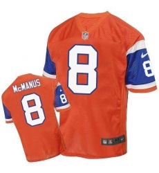 Men's Nike Denver Broncos #8 Brandon McManus Elite Orange Throwback NFL Jersey
