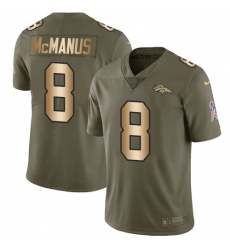 Men's Nike Denver Broncos #8 Brandon McManus Limited Olive/Gold 2017 Salute to Service NFL Jersey