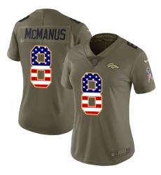 Women's Nike Denver Broncos #8 Brandon McManus Limited Olive/USA Flag 2017 Salute to Service NFL Jersey