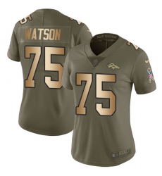 Women's Nike Denver Broncos #75 Menelik Watson Limited Olive/Gold 2017 Salute to Service NFL Jersey