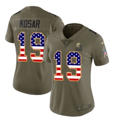 Women's Nike Cleveland Browns #19 Bernie Kosar Limited Olive/USA Flag 2017 Salute to Service NFL Jersey