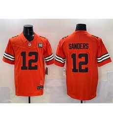 Men's Cleveland Browns #12 Shedeur Sanders Orange 2025 Draft F.U.S.E. With Jim Brown Memorial & Home Vapor Limited Football Stitched Jersey