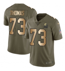 Youth Nike Cleveland Browns #73 Joe Thomas Limited Olive/Gold 2017 Salute to Service NFL Jersey