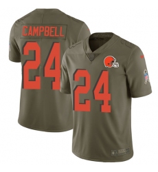 Men's Nike Cleveland Browns #24 Ibraheim Campbell Limited Olive 2017 Salute to Service NFL Jersey