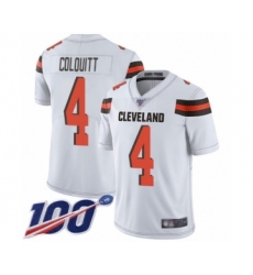 Men's Cleveland Browns #4 Britton Colquitt White Vapor Untouchable Limited Player 100th Season Football Jersey