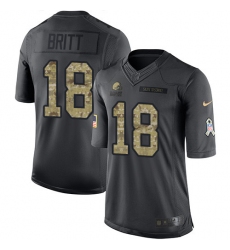 Men's Nike Cleveland Browns #18 Kenny Britt Limited Black 2016 Salute to Service NFL Jersey