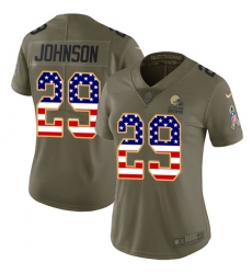 Women's Nike Cleveland Browns #29 Duke Johnson Limited Olive/USA Flag 2017 Salute to Service NFL Jersey