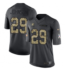 Youth Nike Cleveland Browns #29 Duke Johnson Limited Black 2016 Salute to Service NFL Jersey