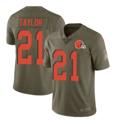 Youth Nike Cleveland Browns #21 Jamar Taylor Limited Olive 2017 Salute to Service NFL Jersey
