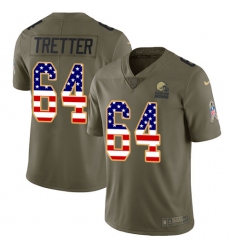 Youth Nike Cleveland Browns #64 JC Tretter Limited Olive/USA Flag 2017 Salute to Service NFL Jersey