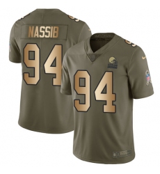 Youth Nike Cleveland Browns #94 Carl Nassib Limited Olive/Gold 2017 Salute to Service NFL Jersey