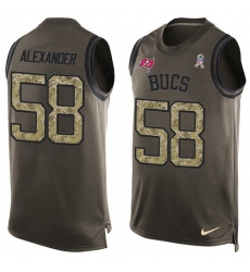 Men's Nike Tampa Bay Buccaneers #58 Kwon Alexander Limited Green Salute to Service Tank Top NFL Jersey
