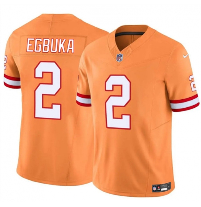Men's Tampa Bay Buccaneers #2 Emeka Egbuka Orange 2025 Draft F.U.S.E. Throwback Limited Football Stitched Jersey