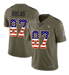 Youth Nike Arizona Cardinals #87 Troy Niklas Limited Olive/USA Flag 2017 Salute to Service NFL Jersey
