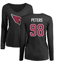 NFL Women's Nike Arizona Cardinals #98 Corey Peters Black Name & Number Logo Long Sleeve T-Shirt
