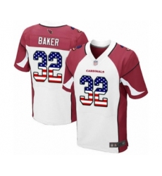 Men's Arizona Cardinals #32 Budda Baker Elite White Road USA Flag Fashion Football Jersey Men's Arizona Cardinals #32 Budda Baker Elite White Road USA Flag Fashion Football Jersey