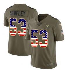 Men's Nike Arizona Cardinals #53 A.Q. Shipley Limited Olive/USA Flag 2017 Salute to Service NFL Jersey
