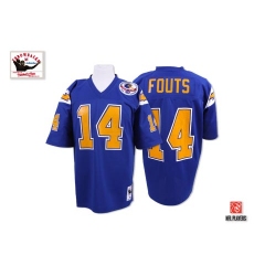 Mitchell And Ness Los Angeles Chargers #14 Dan Fouts Authentic Electric Blue With 50TH Patch Throwback NFL Jersey