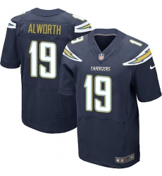 Men's Nike Los Angeles Chargers #19 Lance Alworth Elite Navy Blue Team Color NFL Jersey