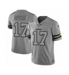 Men's Los Angeles Chargers #17 Philip Rivers Limited Gray Team Logo Gridiron Football Jersey