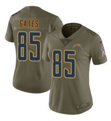 Women's Nike Los Angeles Chargers #85 Antonio Gates Limited Olive 2017 Salute to Service NFL Jersey