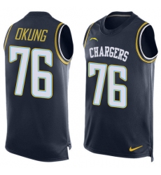 Men's Nike Los Angeles Chargers #76 Russell Okung Limited Navy Blue Player Name & Number Tank Top NFL Jersey