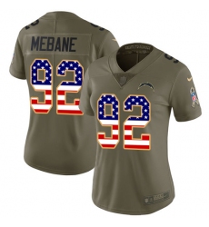 Women's Nike Los Angeles Chargers #92 Brandon Mebane Limited Olive/USA Flag 2017 Salute to Service NFL Jersey