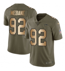 Youth Nike Los Angeles Chargers #92 Brandon Mebane Limited Olive/Gold 2017 Salute to Service NFL Jersey