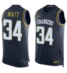 Men's Nike Los Angeles Chargers #34 Derek Watt Limited Navy Blue Player Name & Number Tank Top NFL Jersey