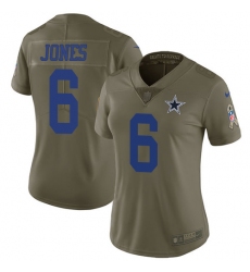 Women's Nike Dallas Cowboys #6 Chris Jones Limited Olive 2017 Salute to Service NFL Jersey
