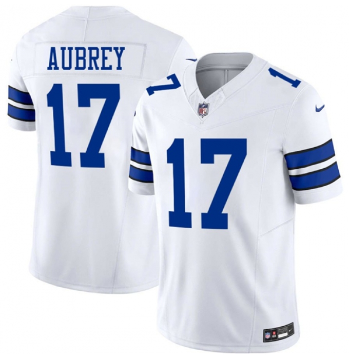 Men's Dallas Cowboys #17 Brandon Aubrey White 2025 F.U.S.E Vapor Untouchable Limited Football Stitched Jersey